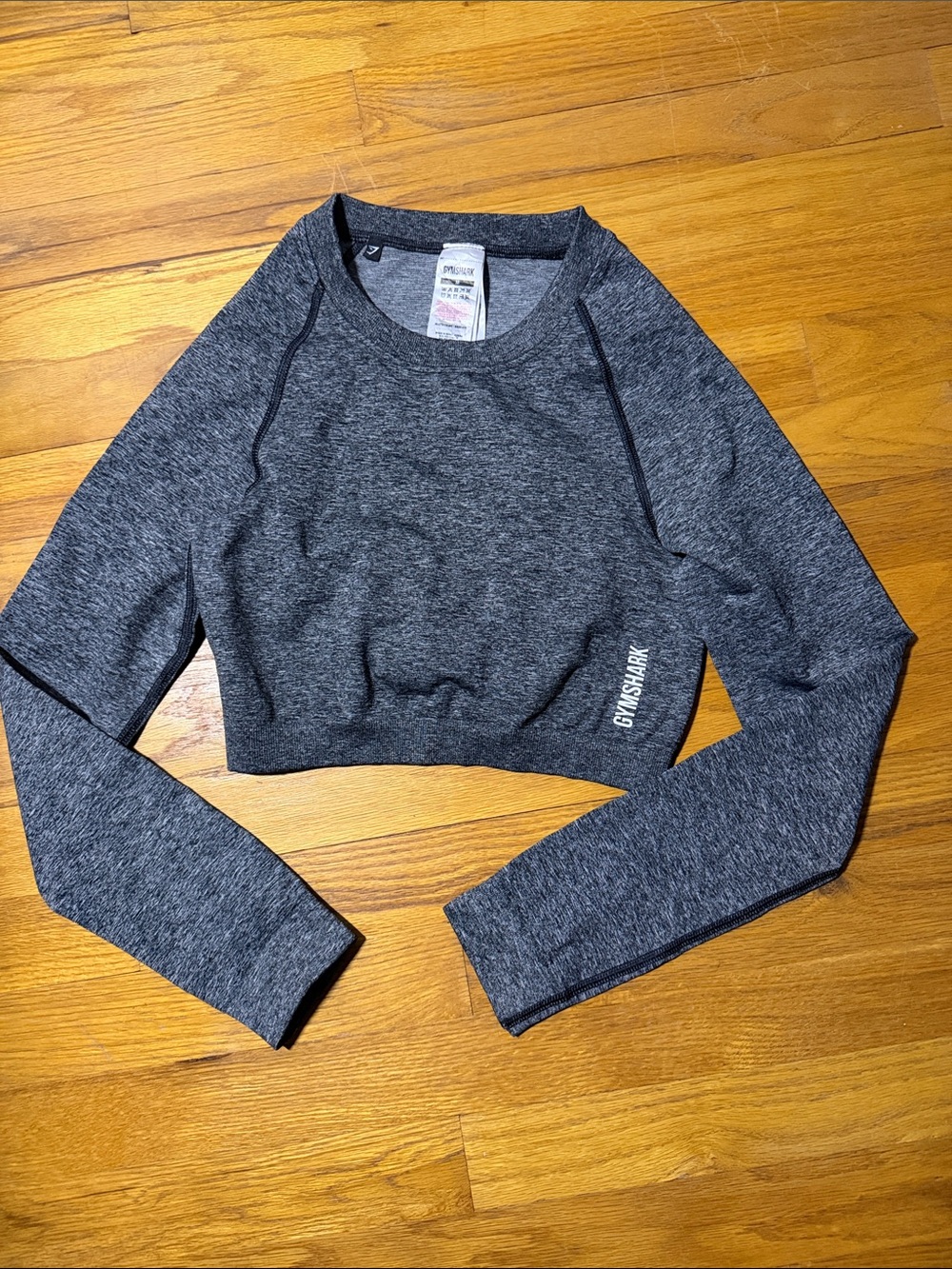 Gymshark Dark Charcoal Seamless Cropped Long-Sleeve Top Size Medium M